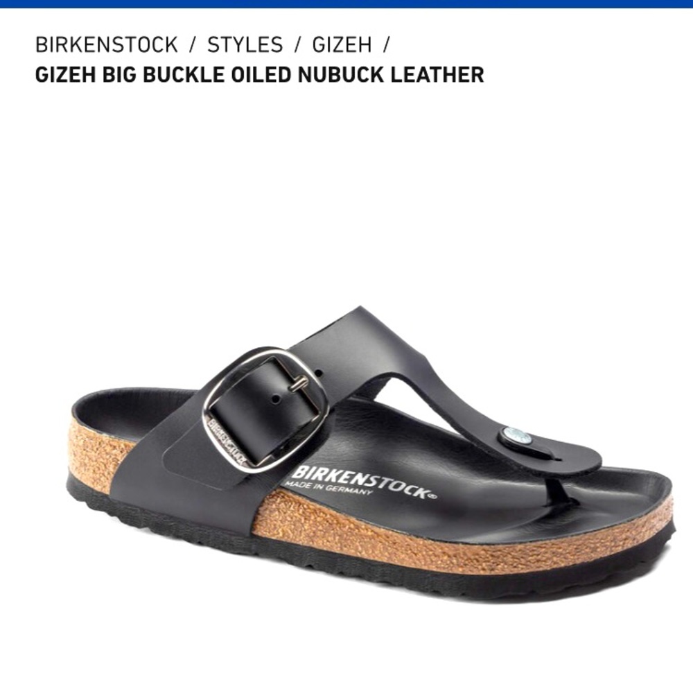 Brand New BIRKENSTOCK “Gizeh” Big Buckle Oiled Nubuck Leather Sandals size 8-8.5